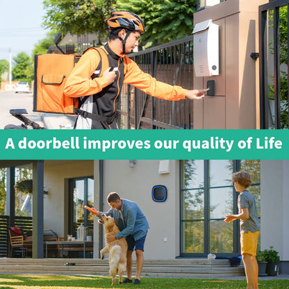 Doorbell Wireless IP66 Waterproof 115dB with 56 Chimes 1000ft Range 7 Levels Vol