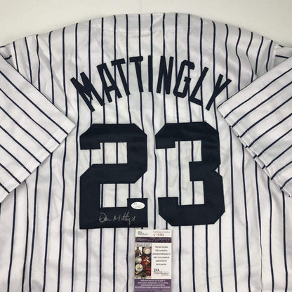 Autographed/Signed Don Mattingly New York Yankees Pinstripe Baseball Jersey JSA COA