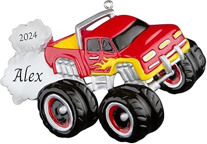 2024 Personalized Christmas Tree Ornament for Kids - Monster Truck Customized Merry Christmas Ornament - Child Keepsake for Boys & Girls Children