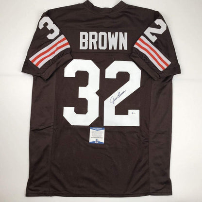 Autographed/Signed Jim Brown Cleveland Football Brown Jersey Beckett BAS COA