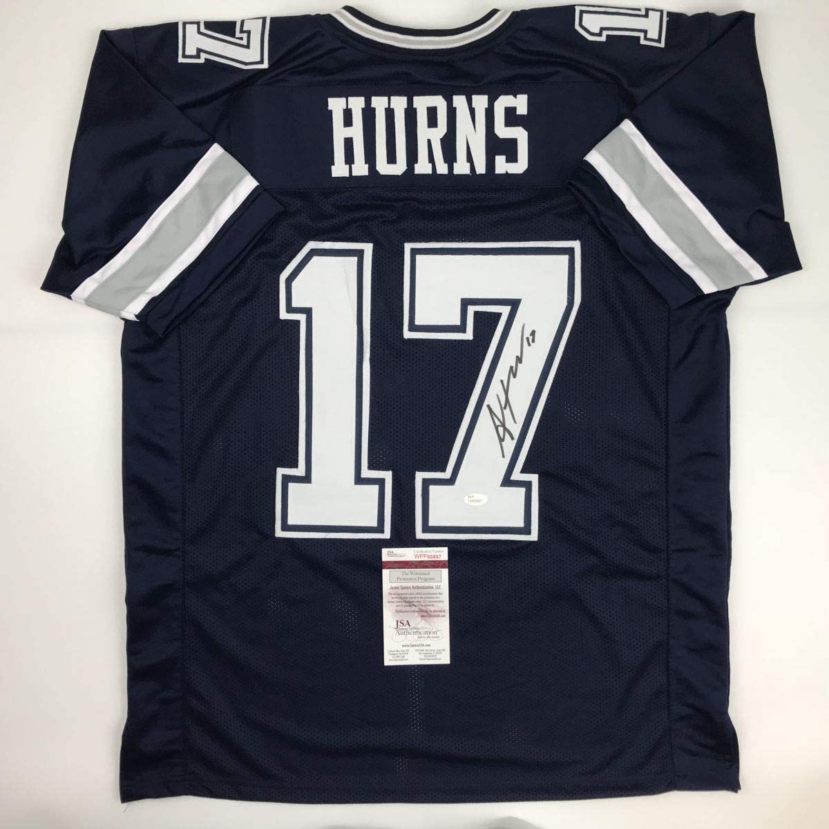 Autographed/Signed Allen Hurns Dallas Dark Blue Football Jersey JSA COA