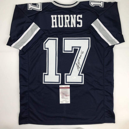 Autographed/Signed Allen Hurns Dallas Dark Blue Football Jersey JSA COA