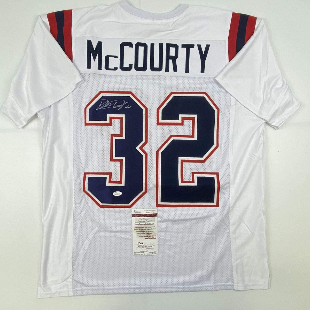 Autographed/Signed Devin McCourty New England White Football Jersey JSA COA