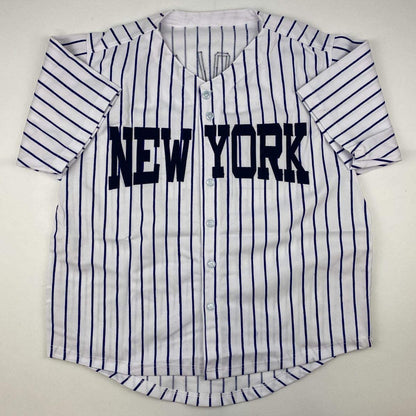Autographed/Signed Gerrit Cole New York Pinstripe Baseball Jersey JSA COA