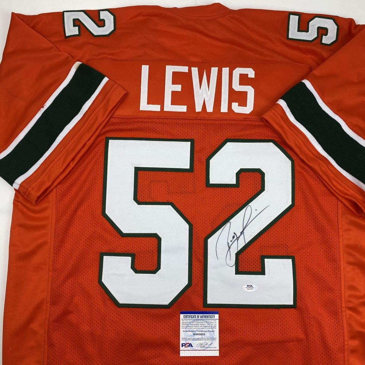 Autographed/Signed Ray Lewis Miami Orange College Football Jersey PSA/DNA COA