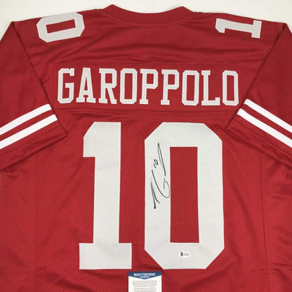 Autographed/Signed Jimmy Garoppolo San Francisco Red Football Jersey Beckett BAS COA