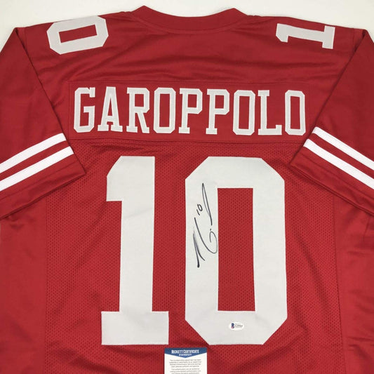 Autographed/Signed Jimmy Garoppolo San Francisco Red Football Jersey Beckett BAS COA