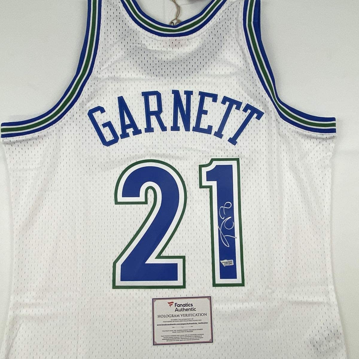 Autographed/Signed Kevin Garnett Minnesota Timberwolves White Authentic Mitchell & Ness Basketball Jersey Fanatics COA