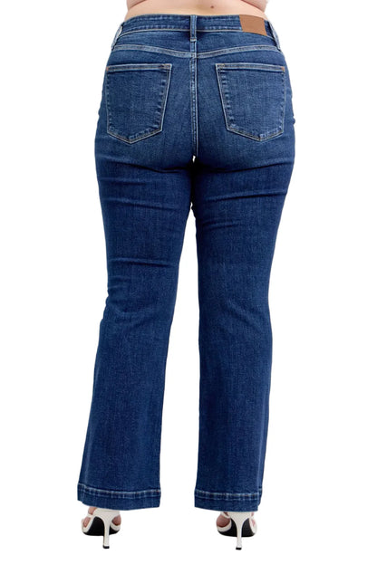 Full-Size High-Rise Flare Jeans with Pockets Plus Size