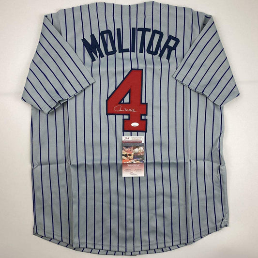Autographed/Signed Paul Molitor Minnesota Pinstripe Baseball Jersey JSA COA
