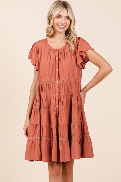 Mittoshop Lace Detail Ruffled Button Down Tiered Dress #2