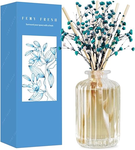 Reed Diffuser Set with Preserved Real Flower&Reed Diffuser Sticks, 5.9oz, Cashmere Vanilla Scent Fragrance Essential Oil Scented Diffuser for Bedroom Bathroom Home Decor&Office D’©cor