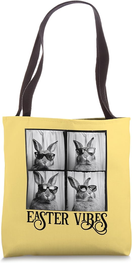 Easter Vibes Teens Funny Easter Bunny Rabbit With Glasses Tote Bag