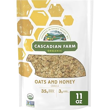 Cascadian Farm Organic Granola, Oats and Honey Cereal, Resealable Pouch, 11 oz.