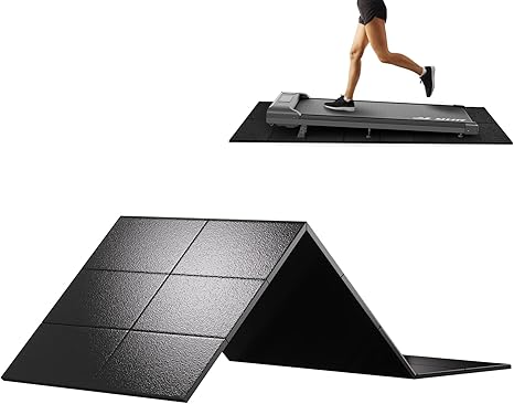 HOVSCO Foldable Treadmill Mat Non-Slip Exercise Bike Mat, 1/4" Thick, 30"x63" Waterproof Walking Pad Mat for Carpet, Hardwood Floors, Workout, Indoor Bikes, Fitness Equipment, Home Yoga