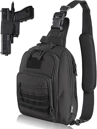 DBTAC Tactical Sling Bag | 8L Military Shoulder Chest Pack for Full Size Concealed Carry, Range, Travel, Outdoor Sports