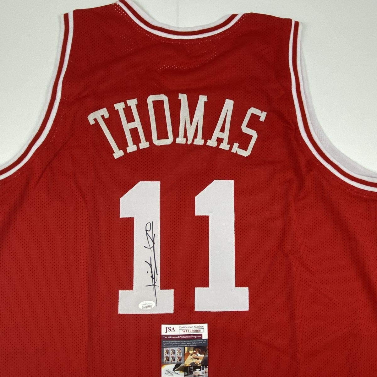 Autographed/Signed Isiah Thomas Indiana Red Basketball Jersey JSA COA