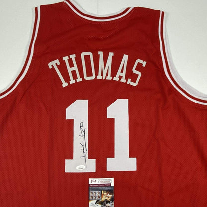 Autographed/Signed Isiah Thomas Indiana Red Basketball Jersey JSA COA