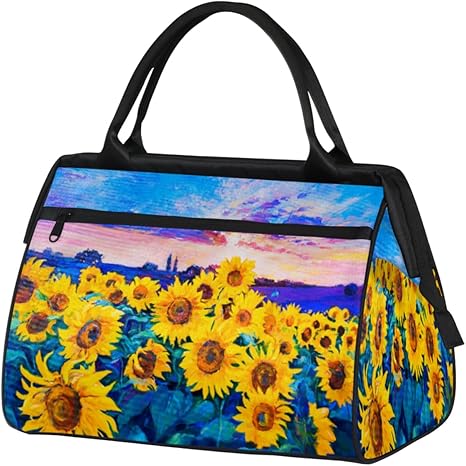 Blue Abstract Painting Travel Gym Bag - Large Capacity Tote Bag for Men, Women, Girls - Shoulder Weekender Overnight Bag for Travel, Yoga, School, Mommy Hospital Bag for Labor and Delivery