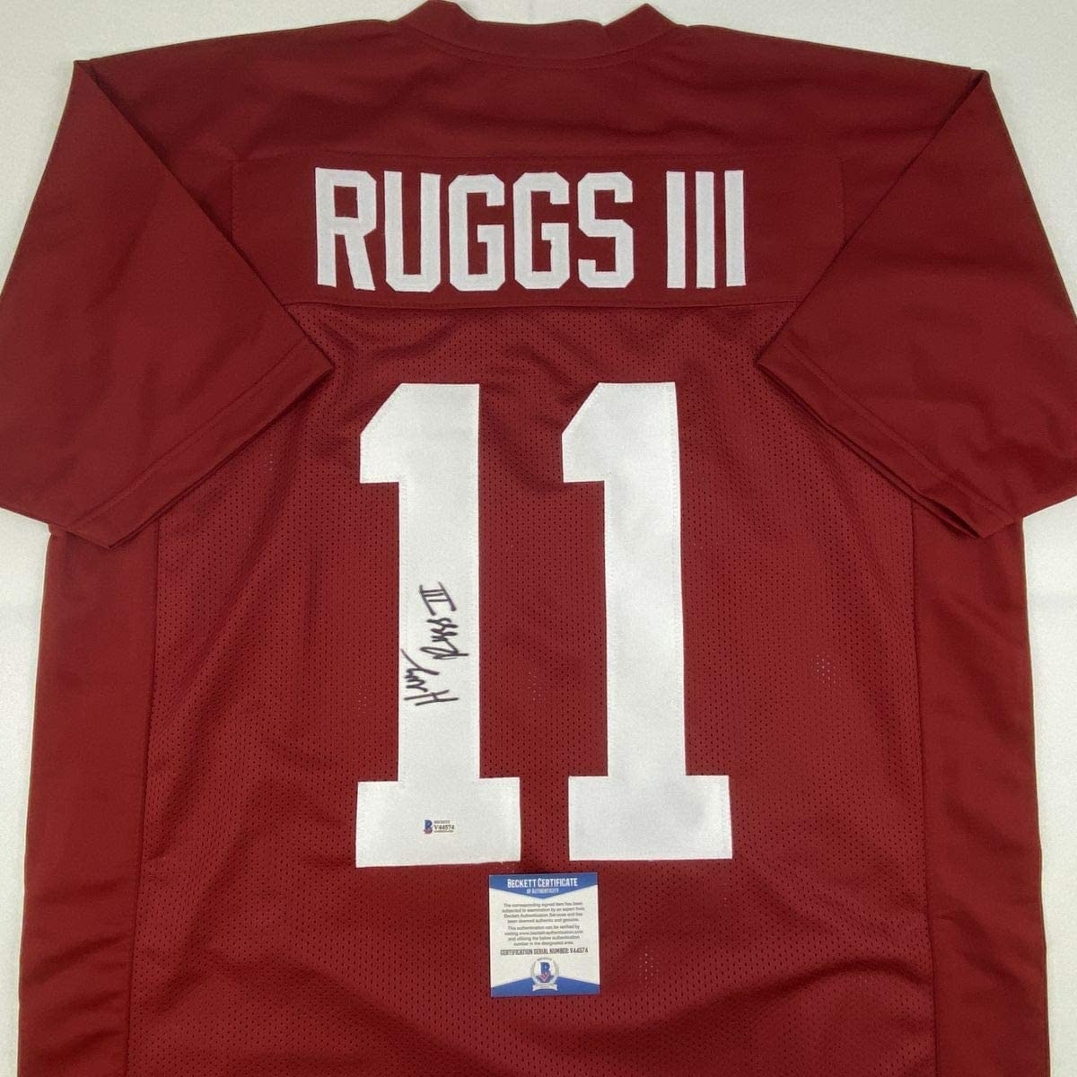 Autographed/Signed Henry Ruggs III Alabama Red College Football Jersey Beckett BAS COA