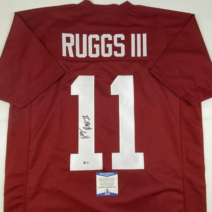 Autographed/Signed Henry Ruggs III Alabama Red College Football Jersey Beckett BAS COA