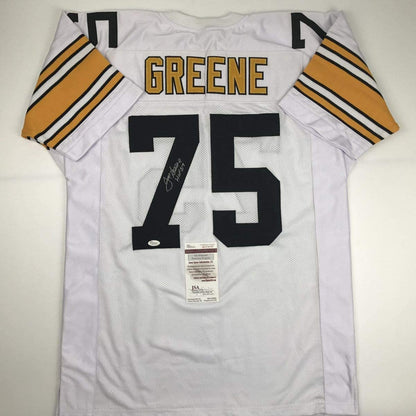 Autographed/Signed Mean Joe Greene HOF 87 Pittsburgh White Football Jersey JSA COA