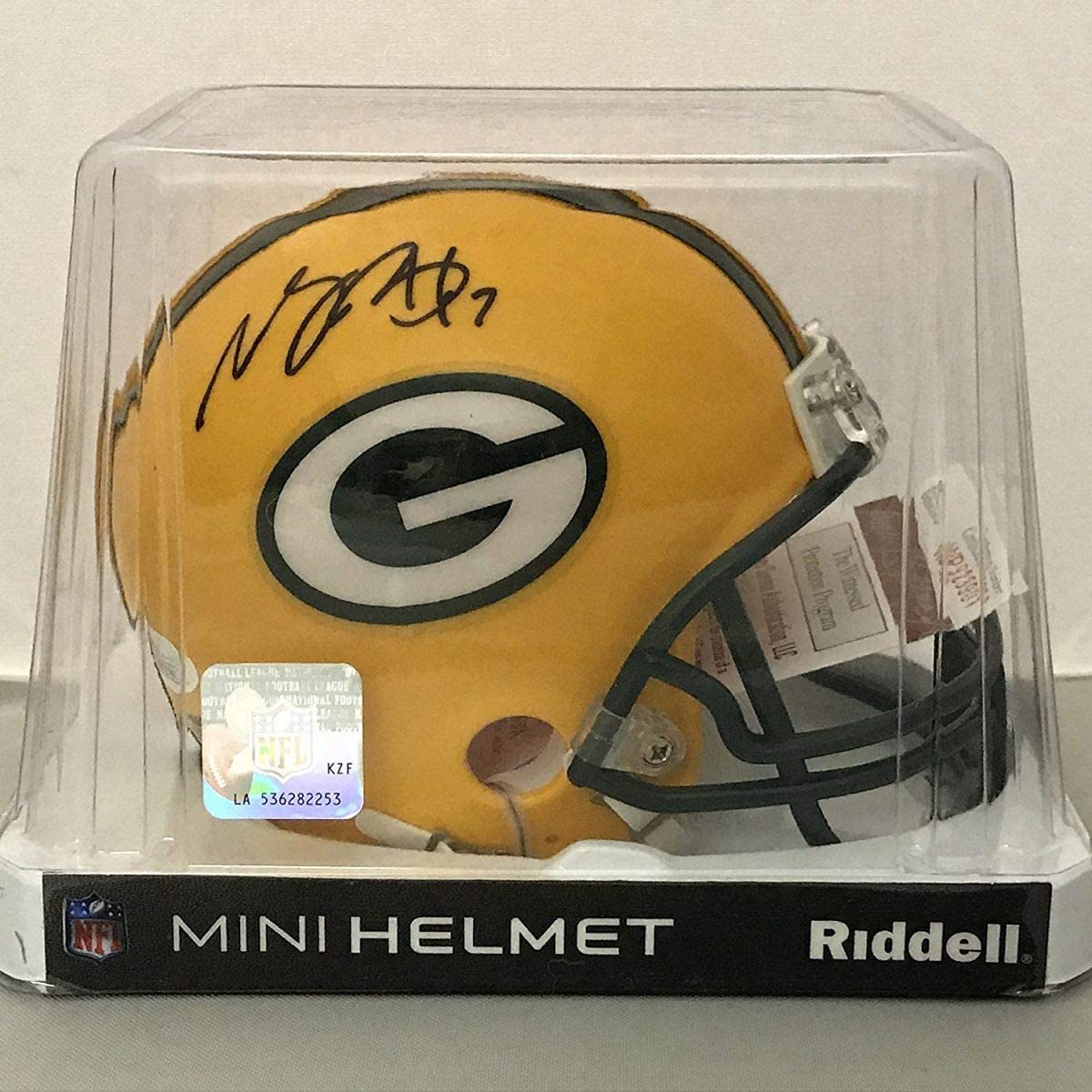 Autographed/Signed Davante Adams Green Bay Packers Football Mini Helmet JSA COA