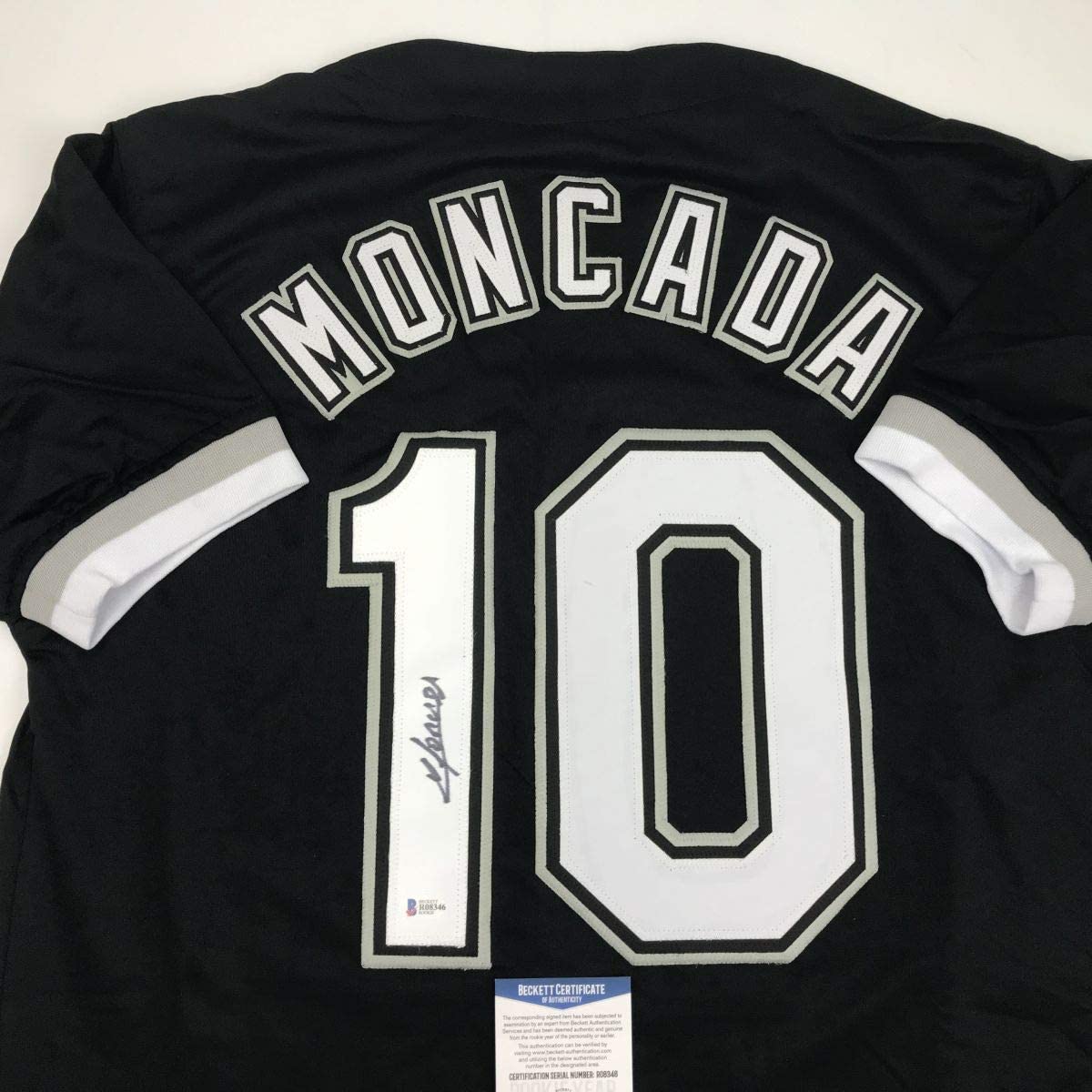 Autographed/Signed Yoan Moncada Chicago Black Baseball Jersey Beckett BAS COA