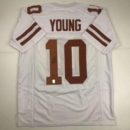 Autographed/Signed Vince Young Texas White College Football Jersey GTSM COA Holo Only