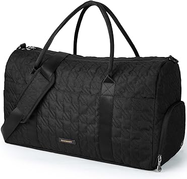 BAGSMART Travel Duffle Bag 50L Large Carry On Bag Weekender Overnight Bag for Men Women with Shoes Compartment, Black