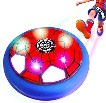 Hover Soccer Ball Indoor Toys, Spider Boy Toys Gifts for Ages 4 5 6 7 8 10 12 Years Old, Air Floating Soccer Toy with LED Lights Foam Bumper, Kids Soccer Toys Birthday Gifts for Boys Girls (1 Pack)