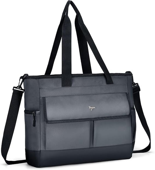 Tote Bag for Women Men Travel - 15.6'' Laptop Tote Bags with Zipper Waterproof Shoulder Crossbody Bag for College Work Business