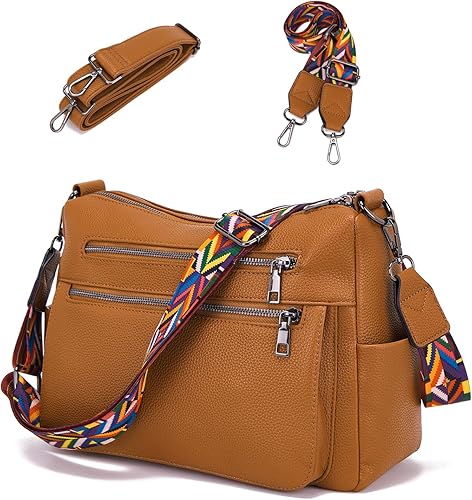 YZAOLL Large Crossbody Bag for Women Vegan Leather Tote with Adjustable Wide Strap Water-resistant Work Purse with 10 Pockets