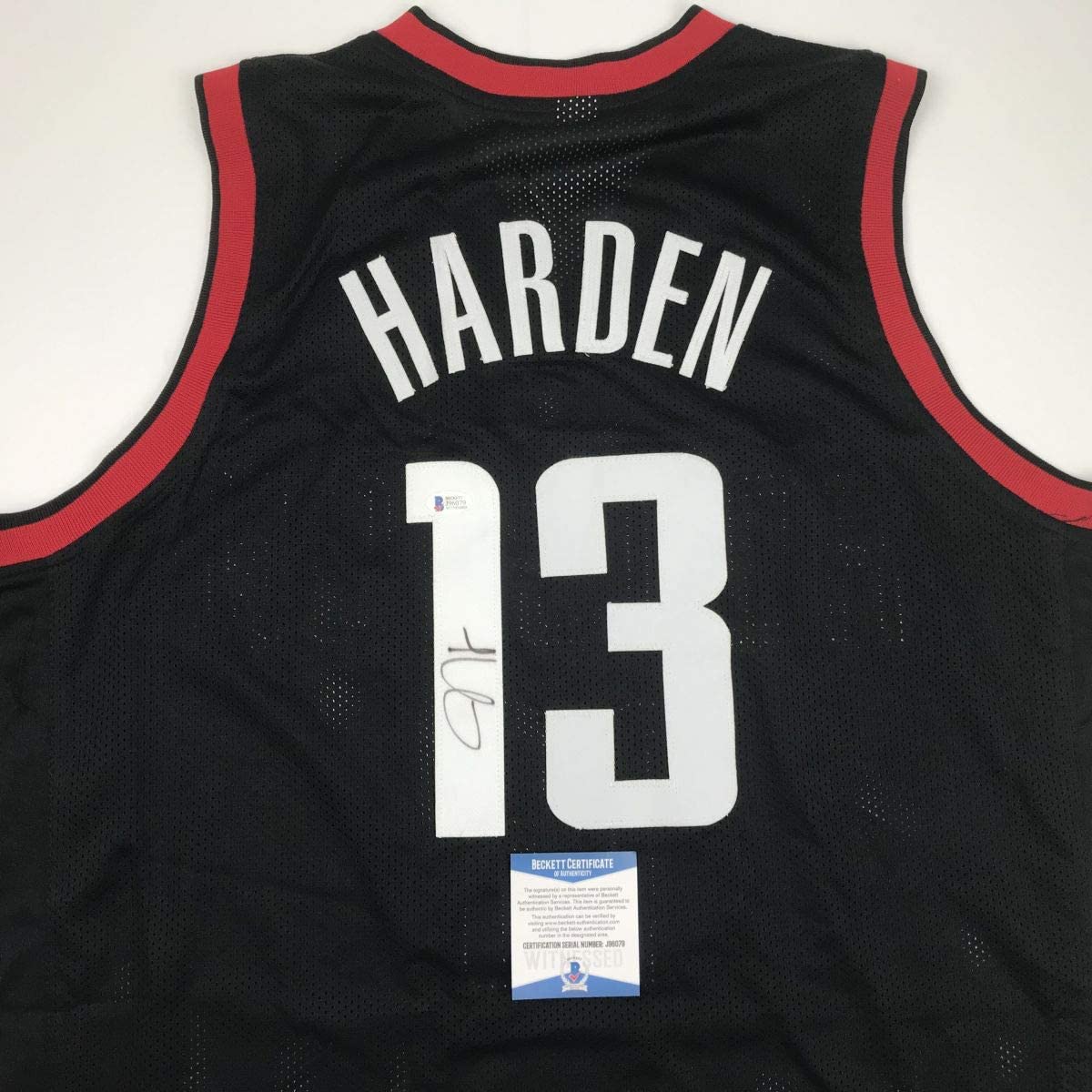 Autographed/Signed James Harden Houston Black Basketball Jersey Beckett BAS COA