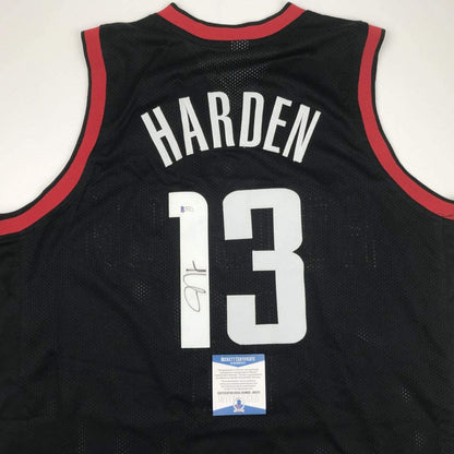 Autographed/Signed James Harden Houston Black Basketball Jersey Beckett BAS COA