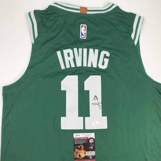 Autographed/Signed Kyrie Irving Boston Green Basketball Jersey JSA COA