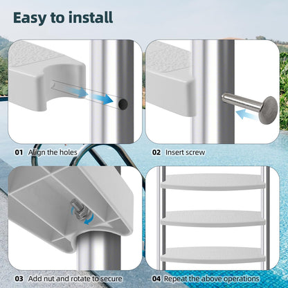 TonGass 3-Pack, White 18" Universal Pool Ladder Steps Replacement parts