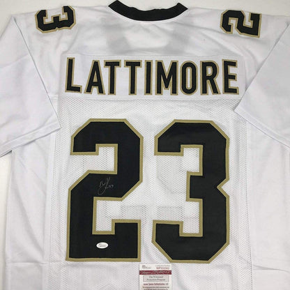 Autographed/Signed Marshon Lattimore New Orleans White Football Jersey JSA COA