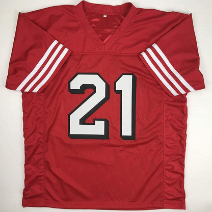 Autographed/Signed Deion Sanders San Francisco Red Football Jersey JSA COA