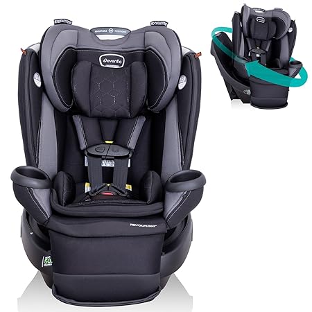 Evenflo Revolve360 Extend Rotational All in 1 Convertible Car Seat, Rear Facing up to 50 Pounds with 360 Degree Rotation and 3 Modes, Revere Gray