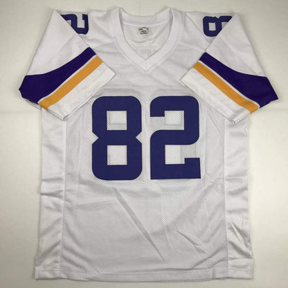 Autographed/Signed Kyle Rudolph Minnesota White Football Jersey JSA COA