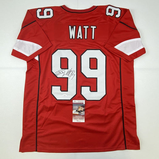 Autographed/Signed JJ J.J. Watt Arizona Red Football Jersey JSA COA