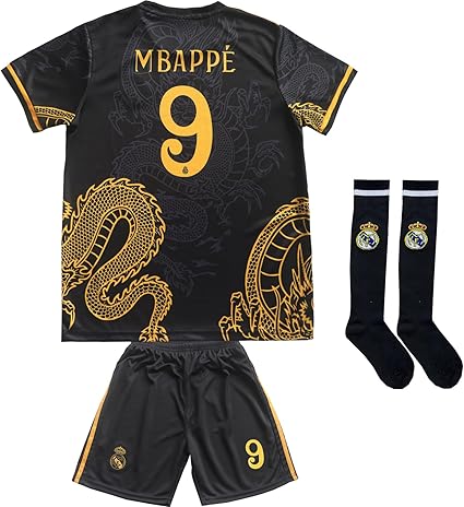 LeenBD Kylian No #9 Madrid Special Dragoon Edition Kids Soccer Jersey Shirts Football Futbol Socks Set Youth Sizes