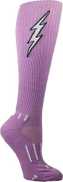 Lavender with White Knee-High Insane Bolt Soccer Socks
