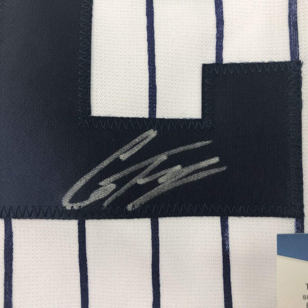 Autographed/Signed Gleyber Torres #25 New York Pinstripe Custom Baseball Jersey Beckett BAS COA