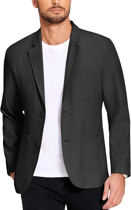 COOFANDY Men's Casual Blazer Jacket Regular Fit Lightweight Two Button Herringbone Sport Coat