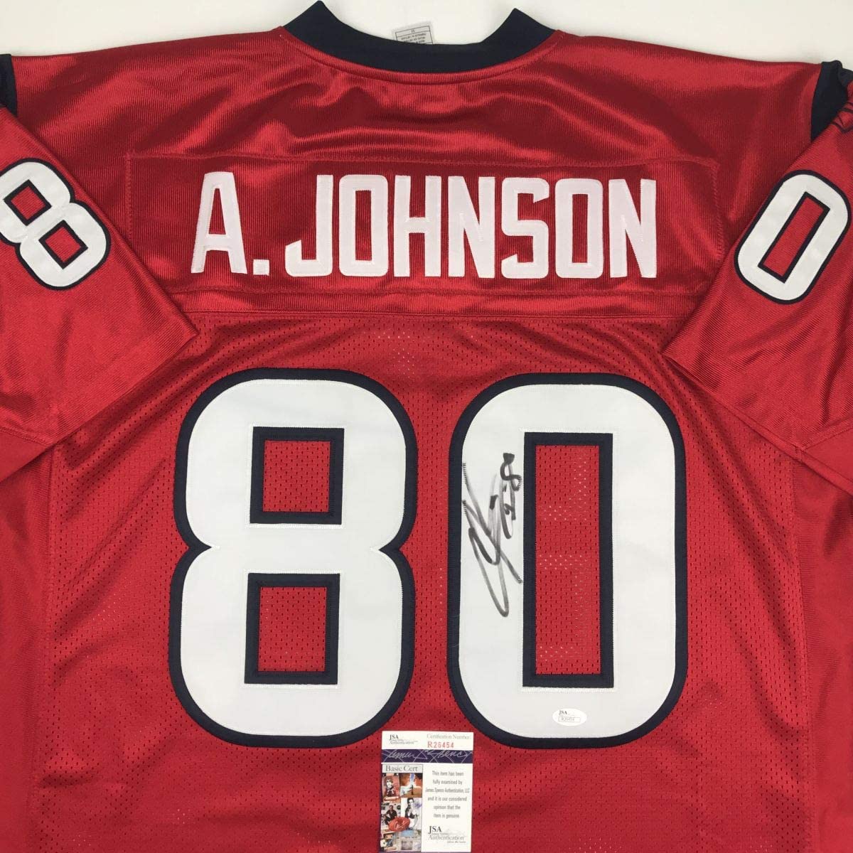 Autographed/Signed Andre Johnson Houston Texans Red Football Jersey JSA COA