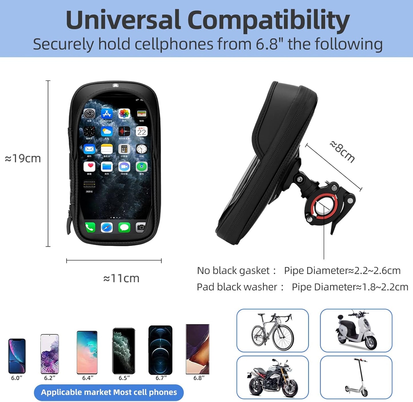 ROCKBROS Motorcycle Phone Mount Waterproof Handlebar Phone Bag