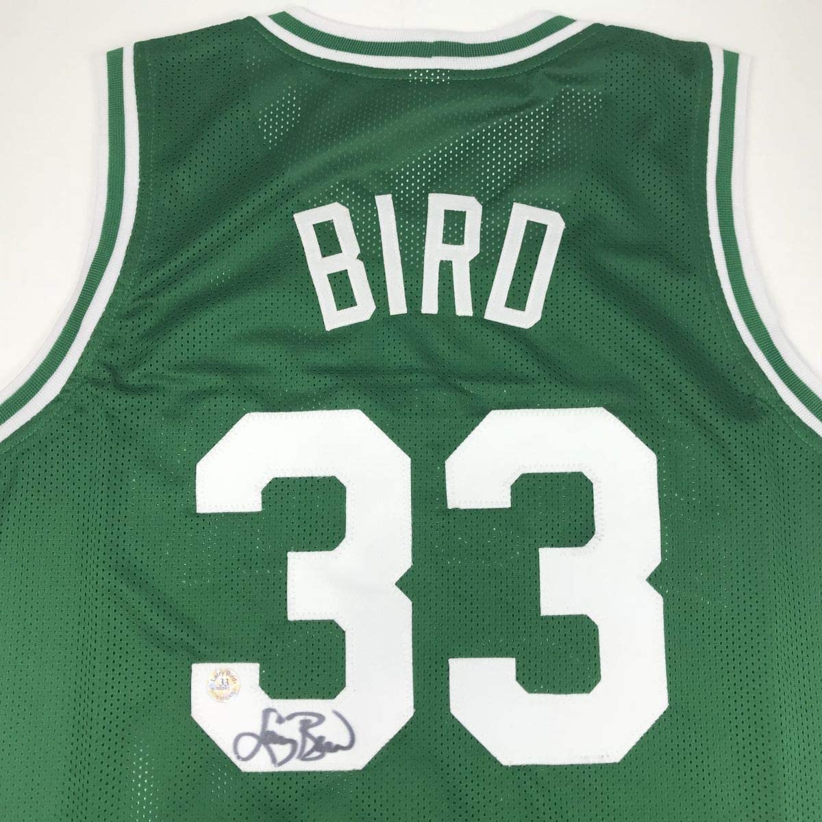Autographed/Signed Larry Bird Boston Green Basketball Jersey Athlete Hologram COA