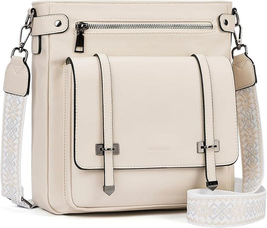 Crossbody Bags for Women, Multi Pocket Crossbody Purses Soft Leather Shoulder Handbags Travel Purse Adjustable Strap